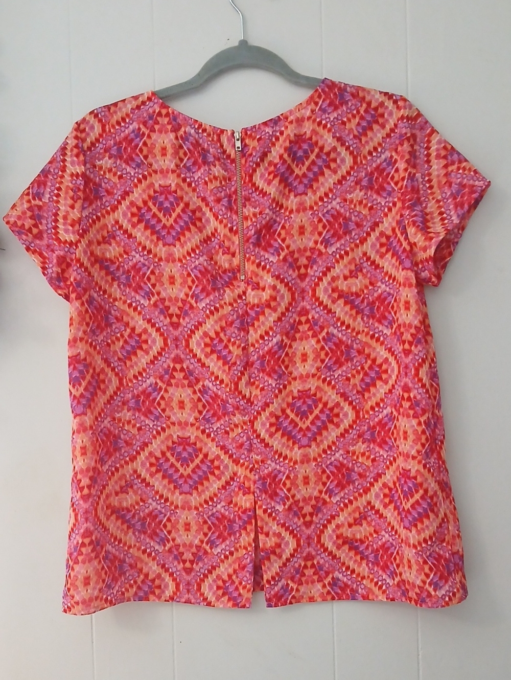 W5 Women's Pink & Orange Short Sleeve Printed Top - Picture 5 of 5